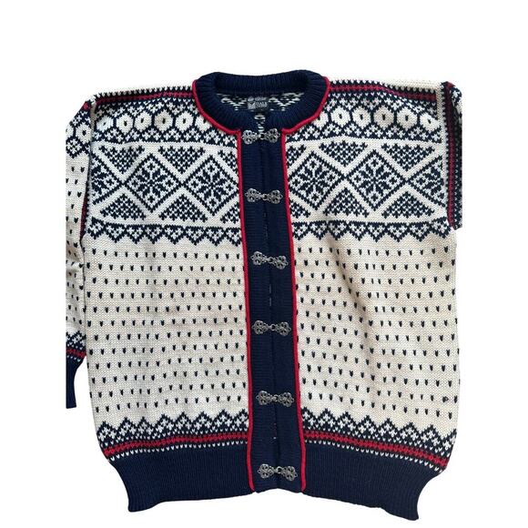Dale of Norway Men's Wool Sweater L Nordic Cardigan Fair Isle Vintage - Picture 1 of 8